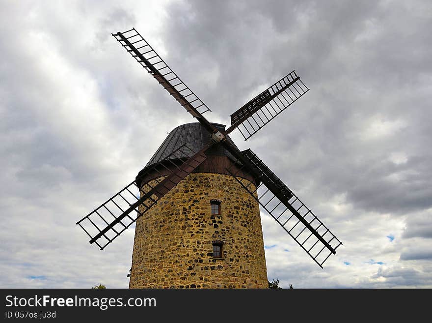 A historic windmill from stones in Warnstedt