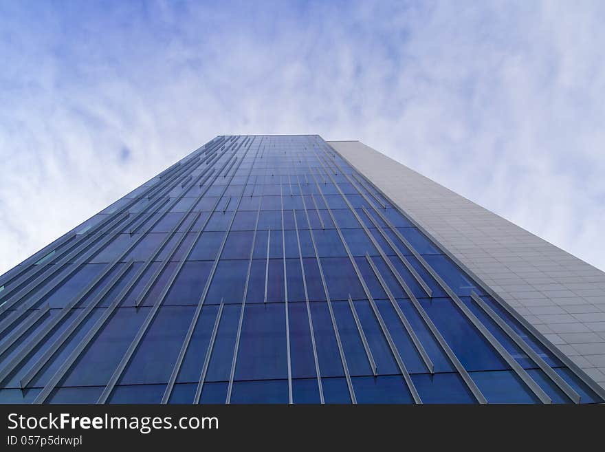 Tall building with blue skies. Tall building with blue skies