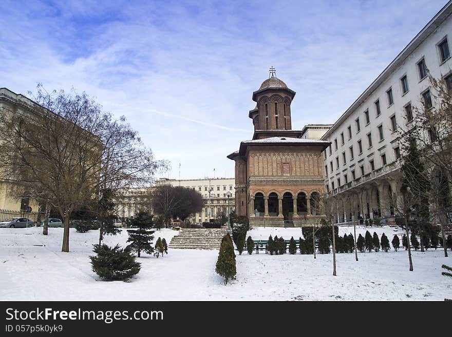 Kretzulescu church in the center of bucharest. Kretzulescu church in the center of bucharest