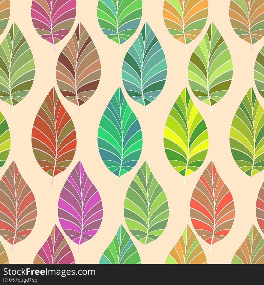 Seamless. The leaves and branches. Vector illustration.