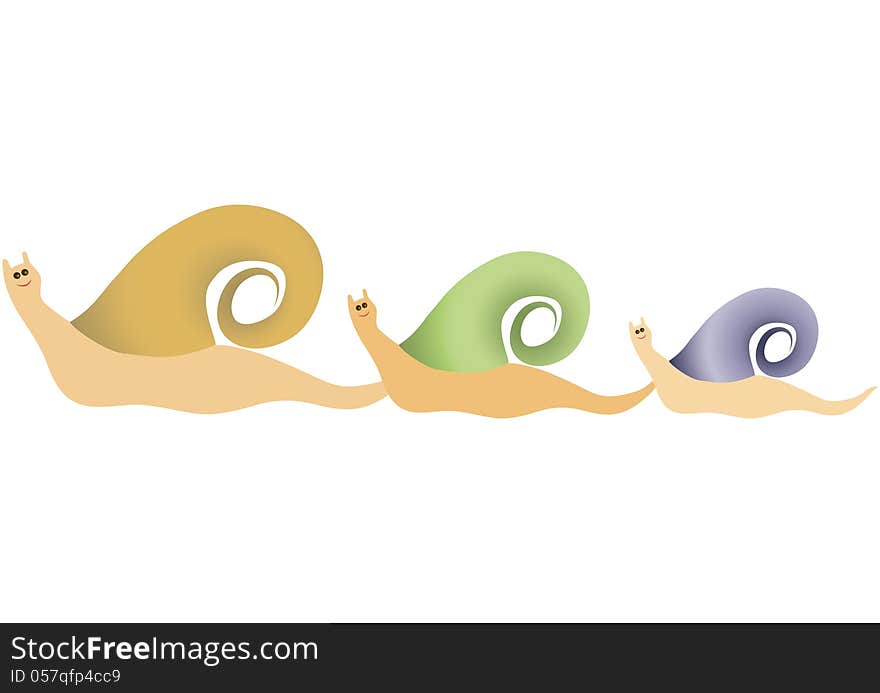 Happy Family Of Three Snails