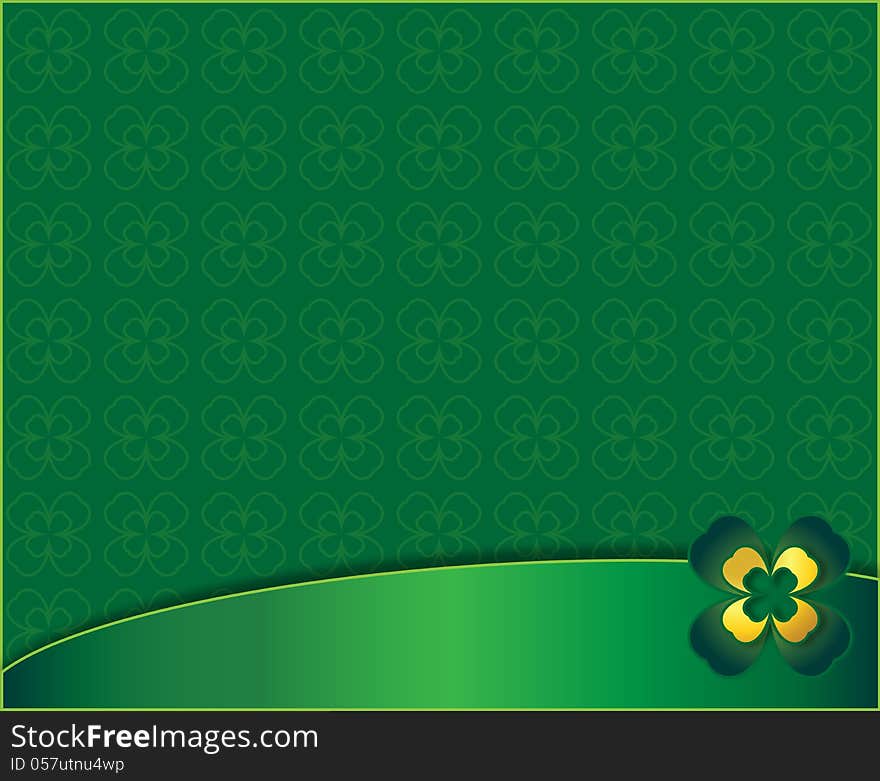 Green background with clover leaf surfaces for text. Green background with clover leaf surfaces for text