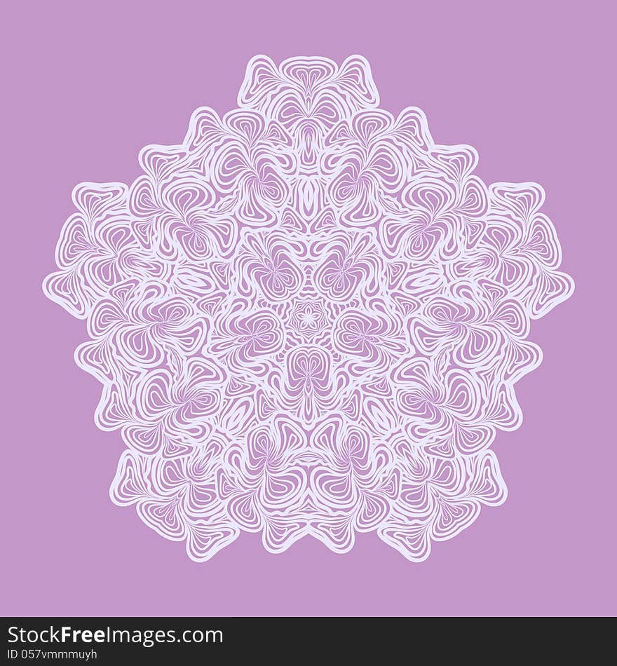 White abstract pattern looks like crocheting handmade lace on violet background. White abstract pattern looks like crocheting handmade lace on violet background.