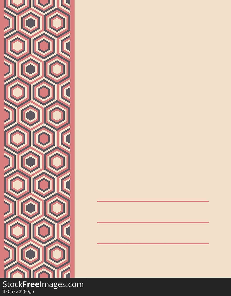 Template for invitation or card design with fashion geometrical pattern in retro colors. Template for invitation or card design with fashion geometrical pattern in retro colors.