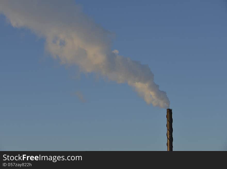 Chimney at the District heating substation. Chimney at the District heating substation