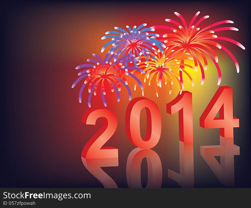 New Year 2014 background with fireworks