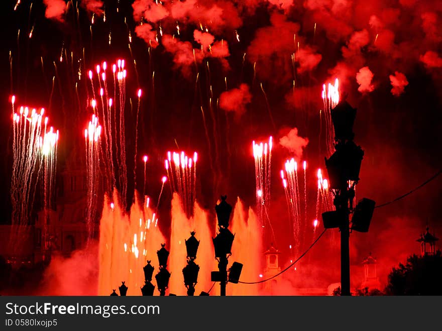 Fireworks in Barcelona Spain at the Magic Fountain in Montjuic