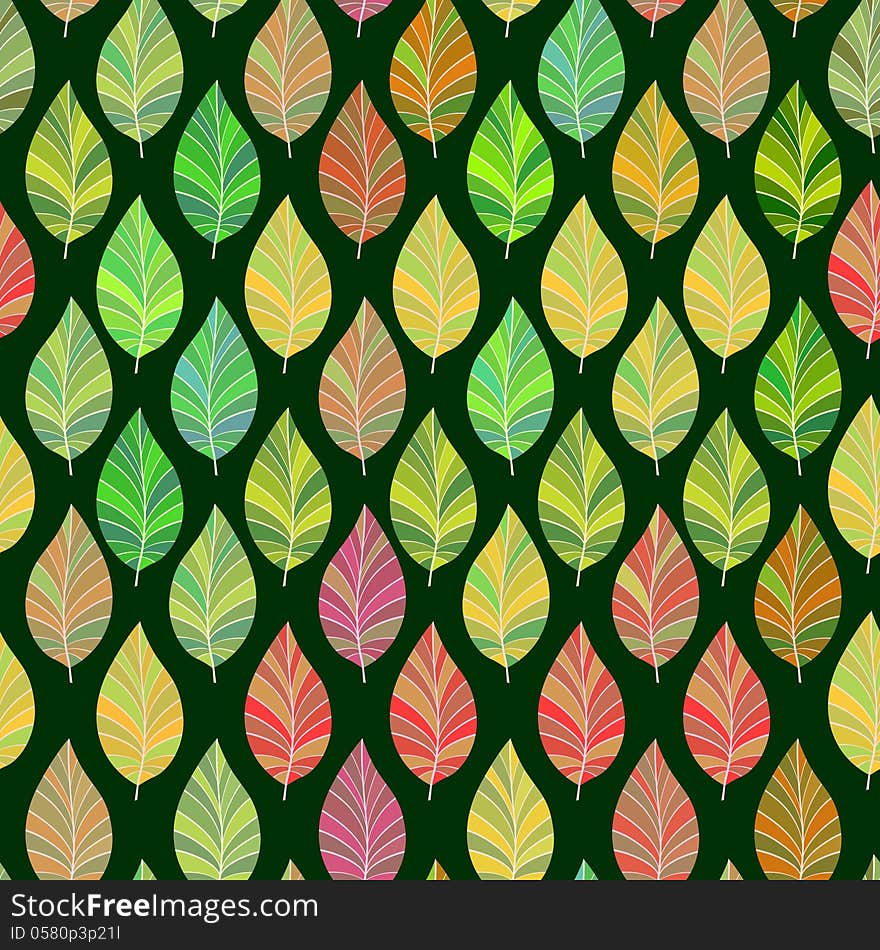 Seamless. The leaves and branches. Vector illustration.