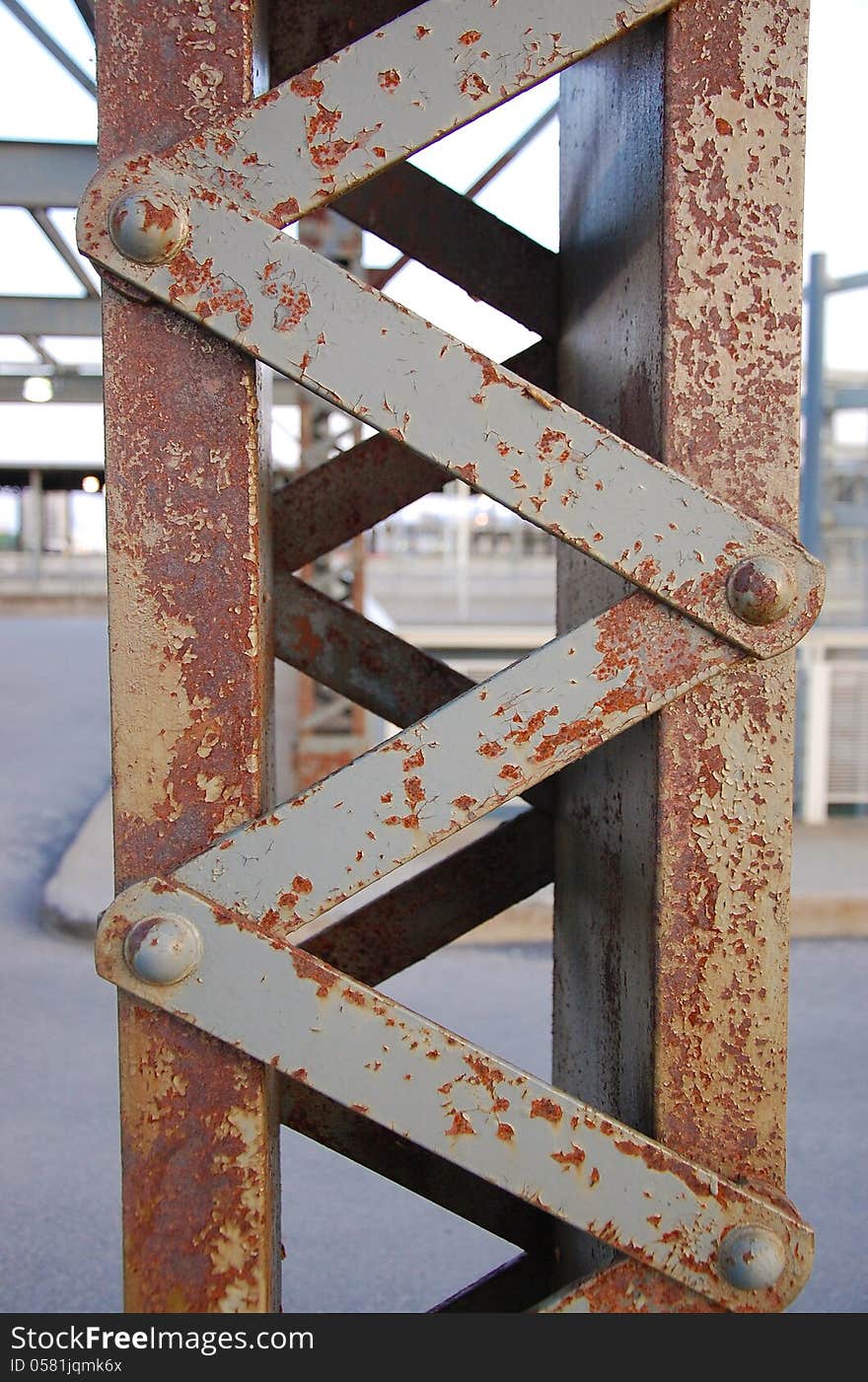 Rusty pylon, or bridge column, urbanistic image