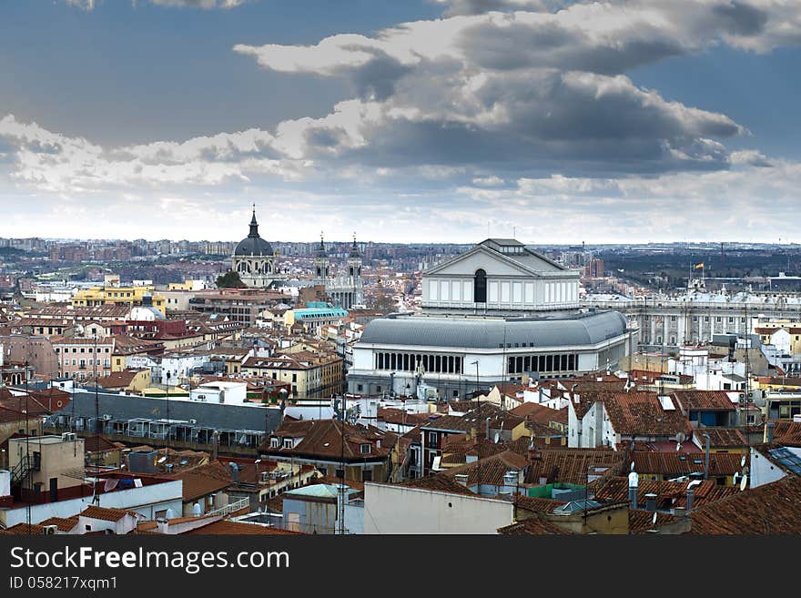 Madrid city skyline after the strom