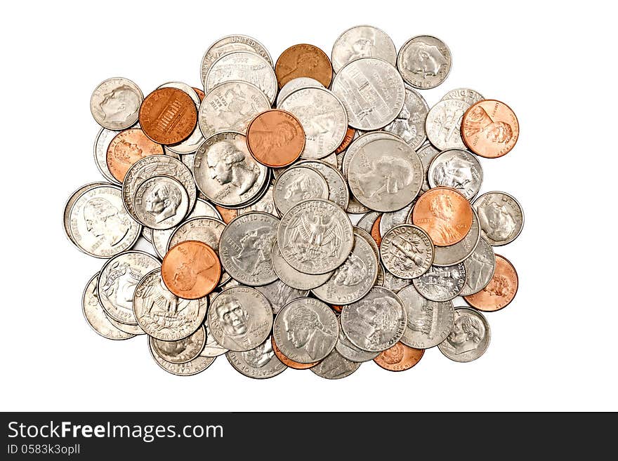 Pile Of Shiny Coins XXXL Isolated