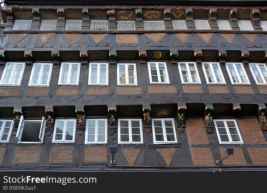 A half-timbered house in the center of Brunswick