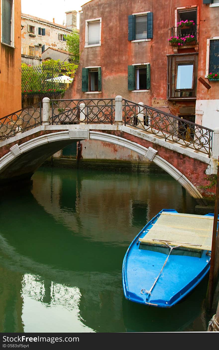 Romantic canal in Venice, Italy . Romantic canal in Venice, Italy .