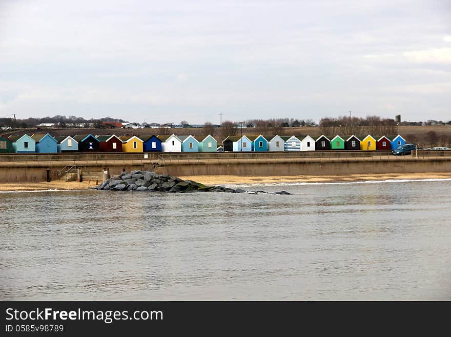 Beach huts on southwold promenade. Beach huts on southwold promenade