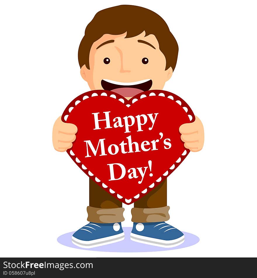 An illustration of a small child celebrating mother's day. An illustration of a small child celebrating mother's day.