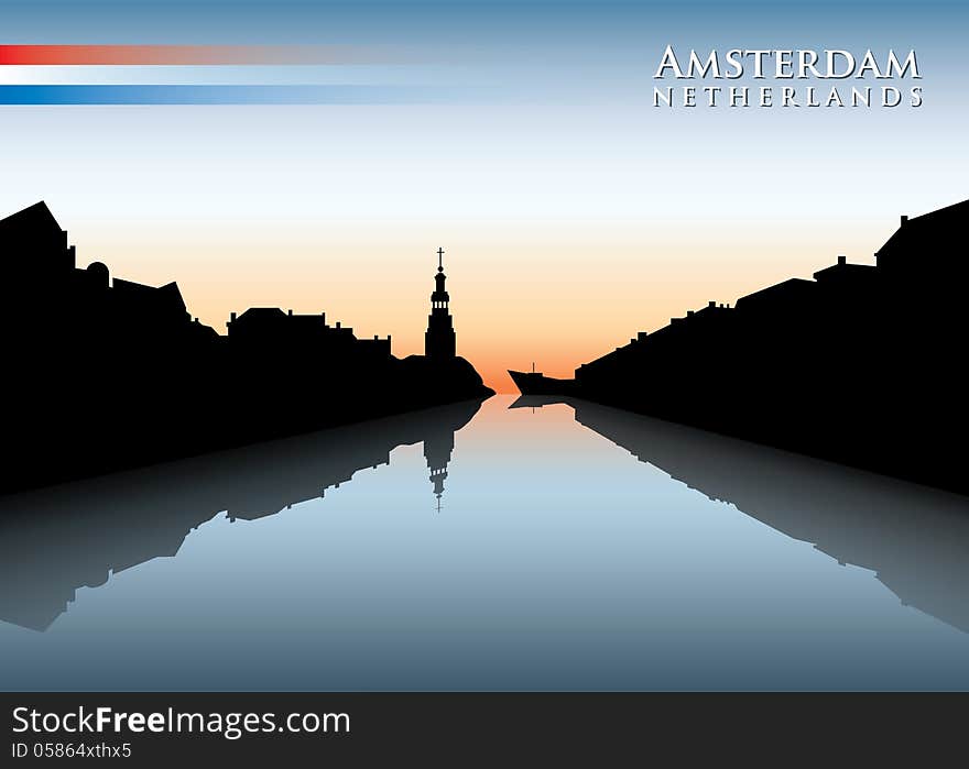 Vector illustration of Amsterdam skyline