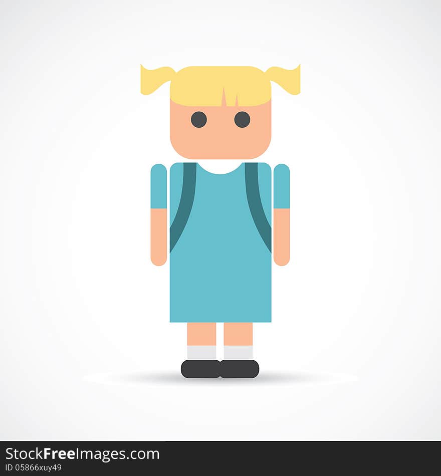 Vector illustration of school girl