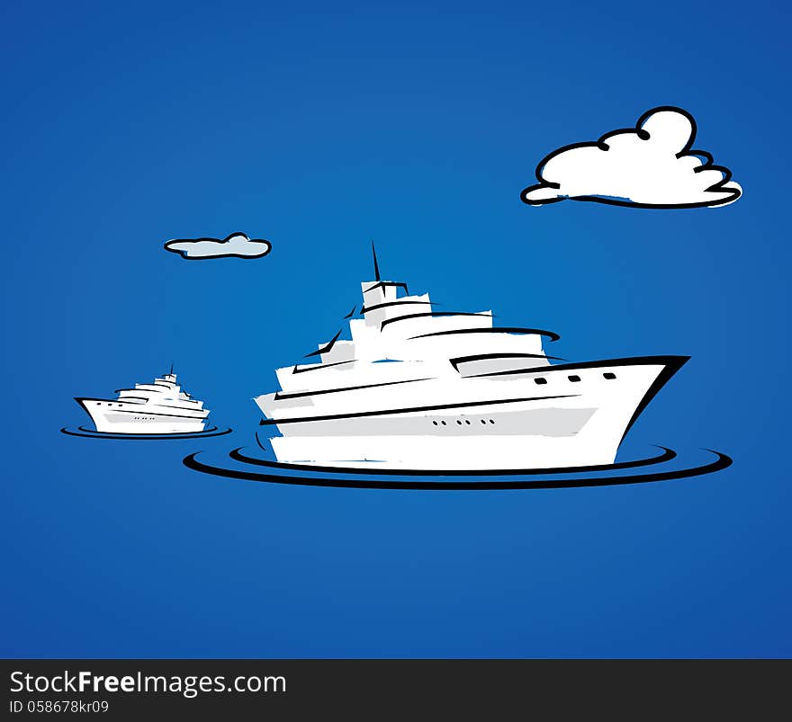 Vector illustration of yacht boats