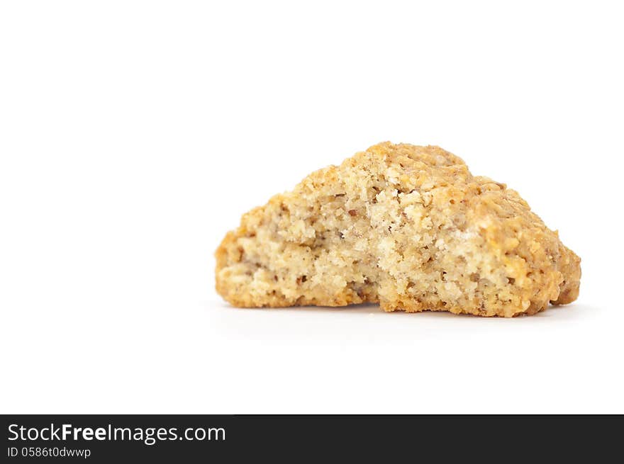 Cookie with crumbs overhead view