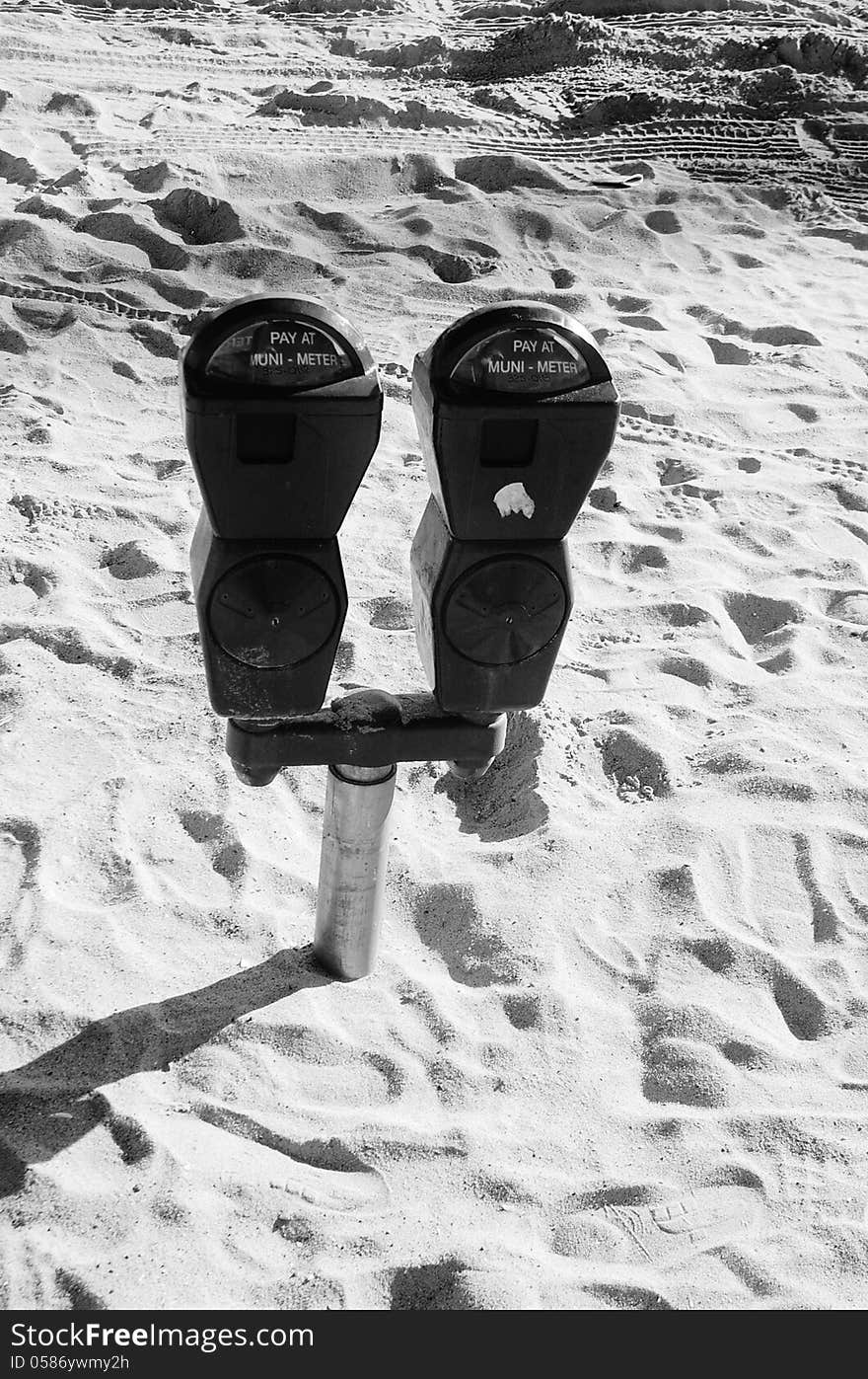 Coney Island New York parking meter &x28;after storm&x29