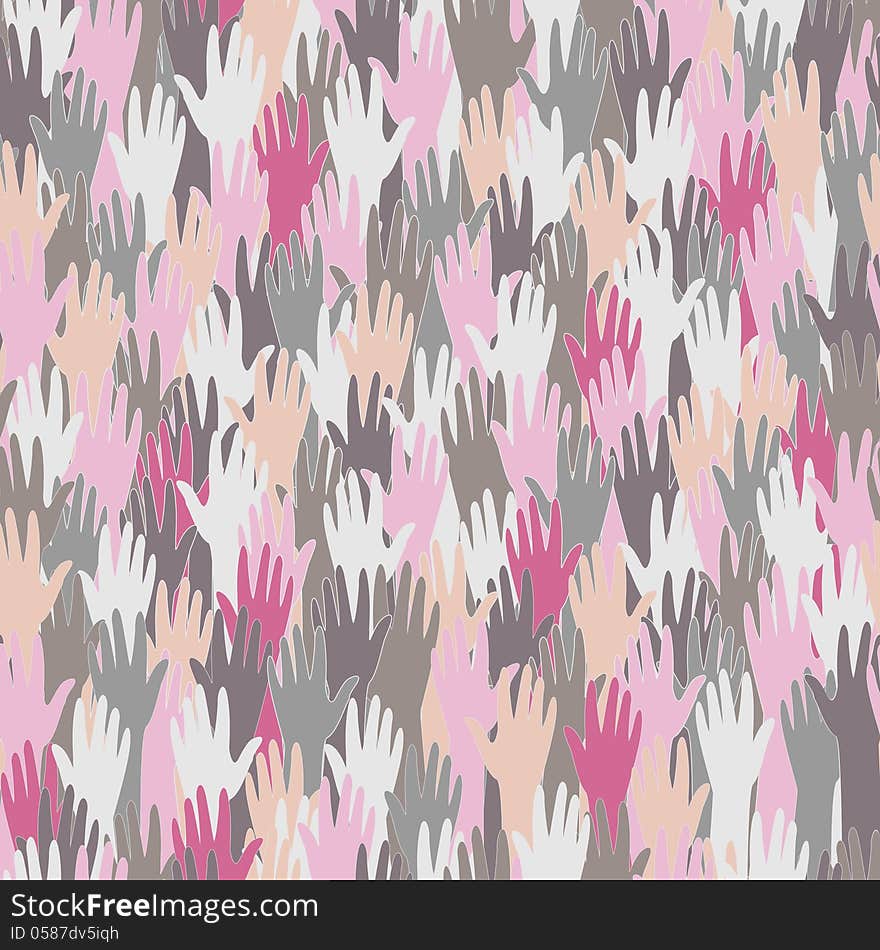 Seamless Pattern With Hands