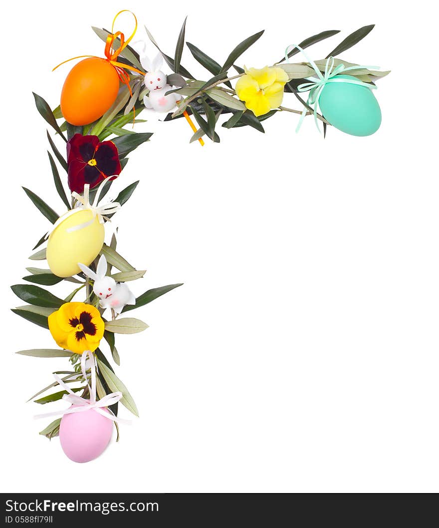 Easter frame on white background