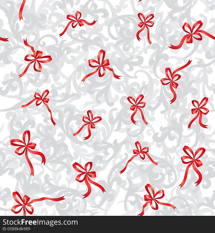 Seamless bow ribbon retro texture. Floral endless pattern. Seamless bow ribbon retro texture. Floral endless pattern