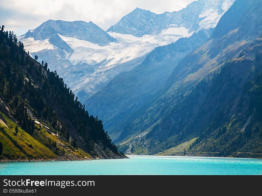 Autumn Austrian Alps mountain lake