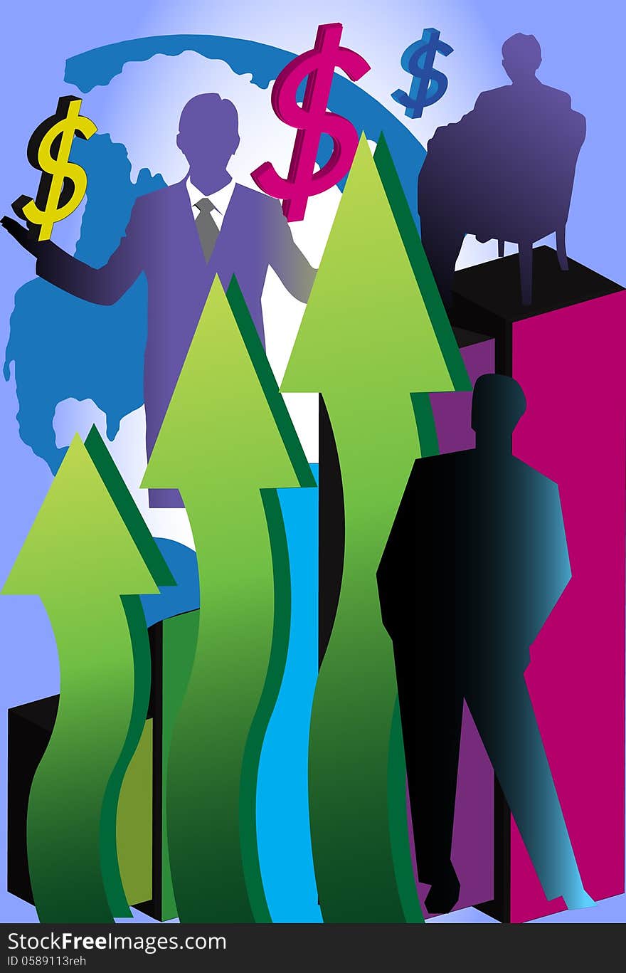 Graphics on business. Business chart showing rising business. The arrow indicates the bright world is beautiful and colorful background. A business man. Show pride and accomplishment. The creative design ideas. Graphics on business. Business chart showing rising business. The arrow indicates the bright world is beautiful and colorful background. A business man. Show pride and accomplishment. The creative design ideas.