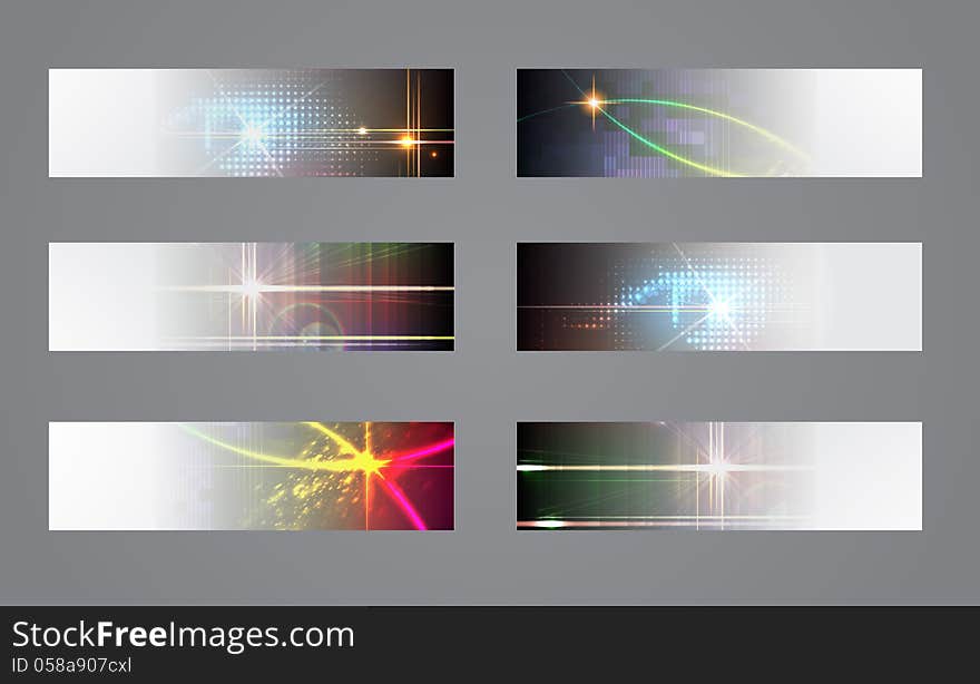 Set of six vector dark banners. Set of six vector dark banners.