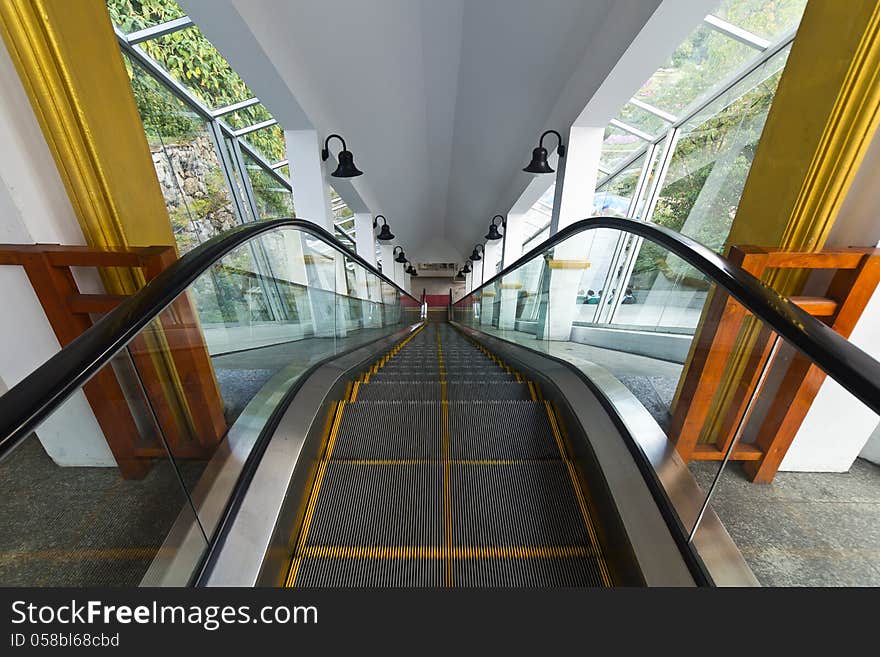 Escalators and walkways decorative arches.