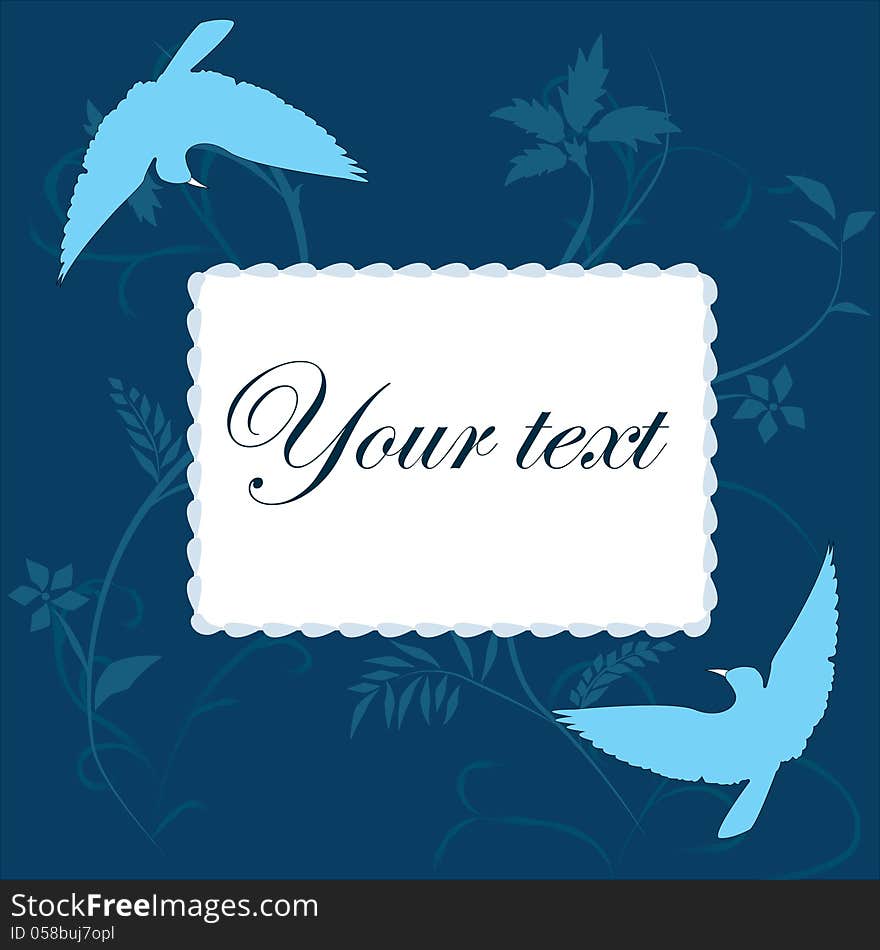 Blue birds on a blue background with the form under the text