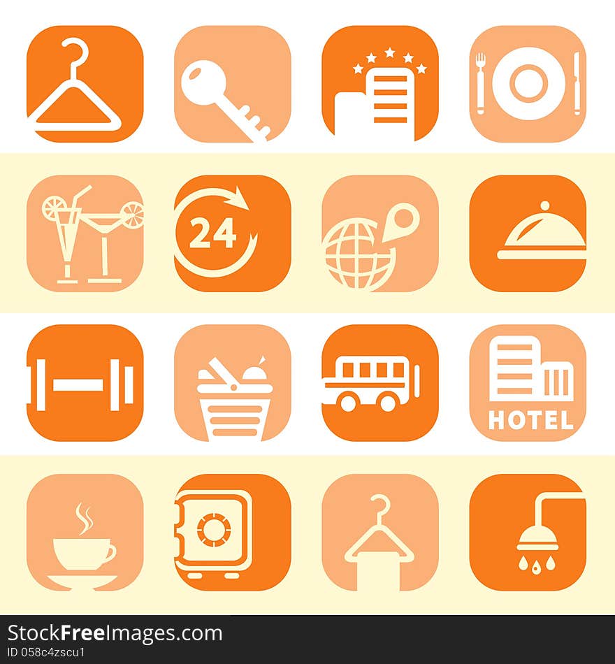 Elegant Colorful Hotel Business Icons Set Created For Mobile, Web And Applications. Elegant Colorful Hotel Business Icons Set Created For Mobile, Web And Applications.