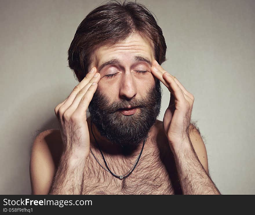 Portrait of the young man with a beard and mustaches. Portrait of the young man with a beard and mustaches