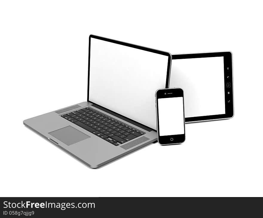 Set of Modern Computer Equipment. Isolated on White. Set of Modern Computer Equipment. Isolated on White.