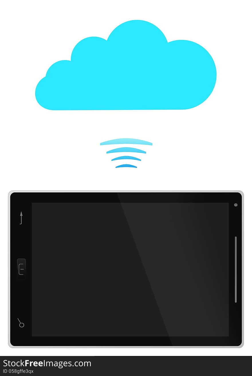 Tablet PC with blue cloud