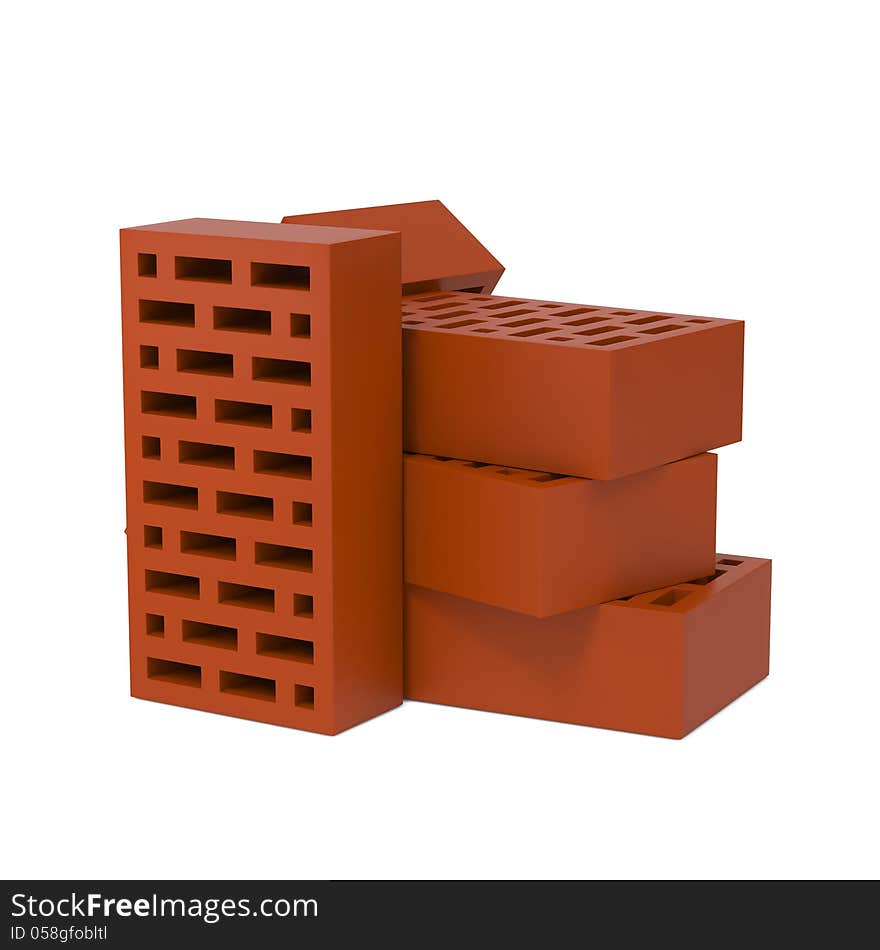 Stack Of Red Bricks.