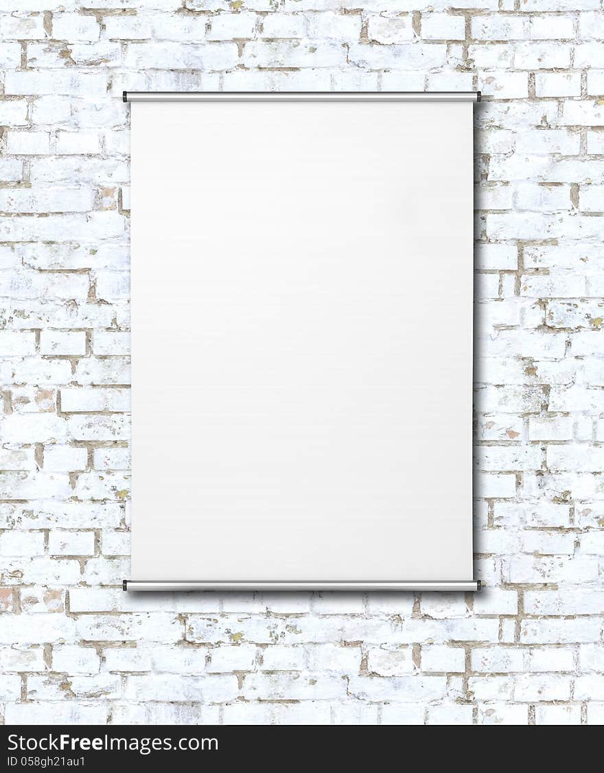 Empty Flipchart on White Brick Wall. Empty Flipchart on White Brick Wall.