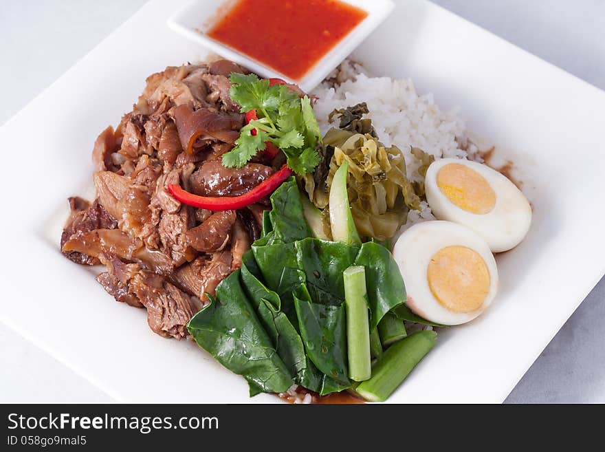 Pork Stew With Rice And Vegetable,Thai Fast Food