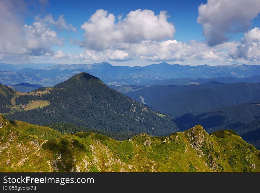 Summer landscape in the mountains on a clear day