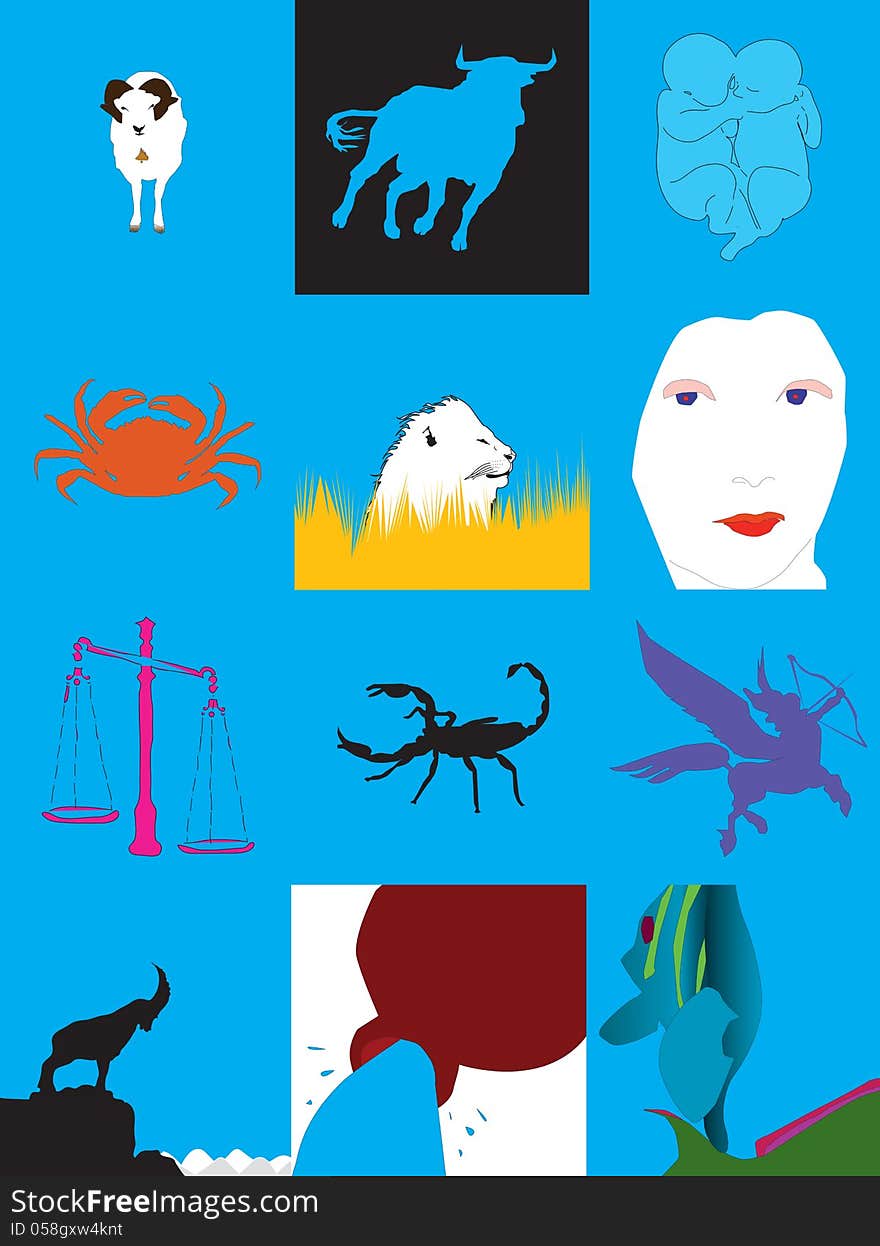 Design with the twelve horoscope symbols