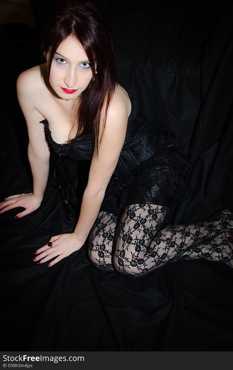 Portrait of teen in gothic corset. Portrait of teen in gothic corset