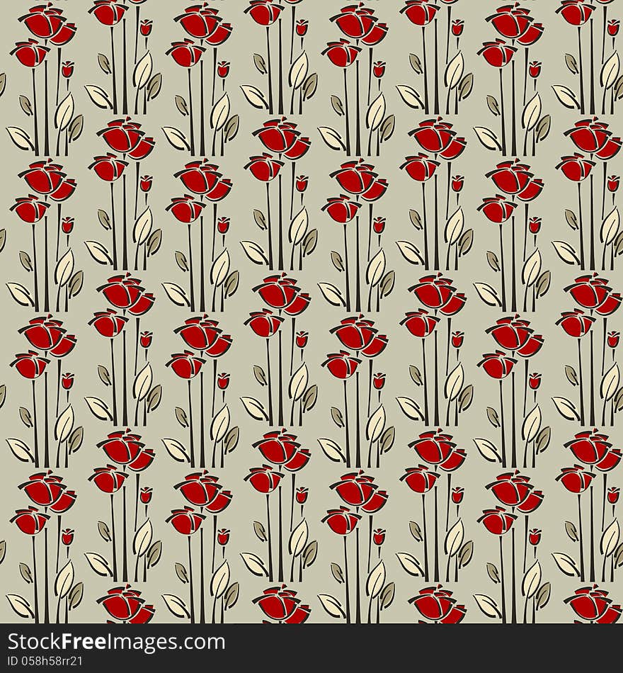 Floral seamless pattern with rose