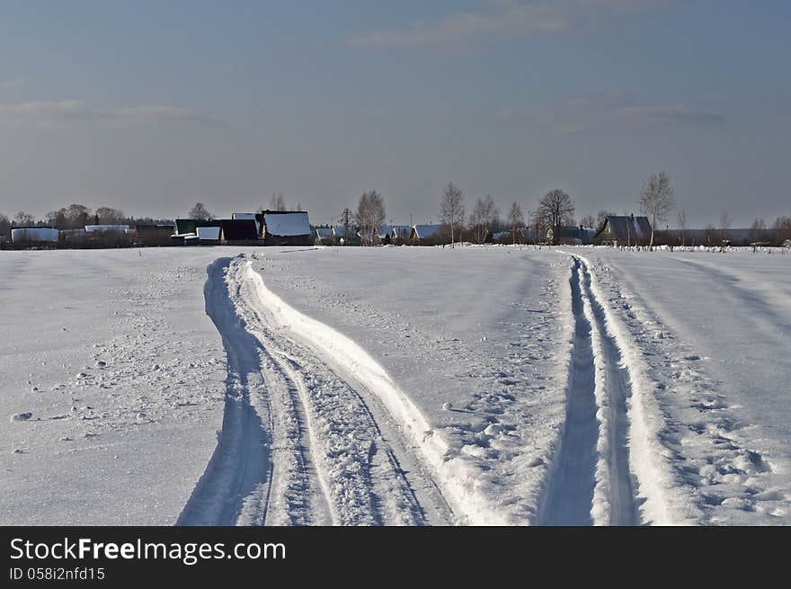 Snowmobile Trails In The Countryside