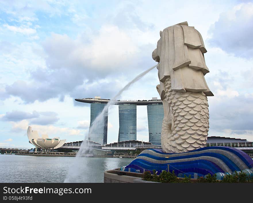 Merlion in merlion park at singapore. Merlion in merlion park at singapore