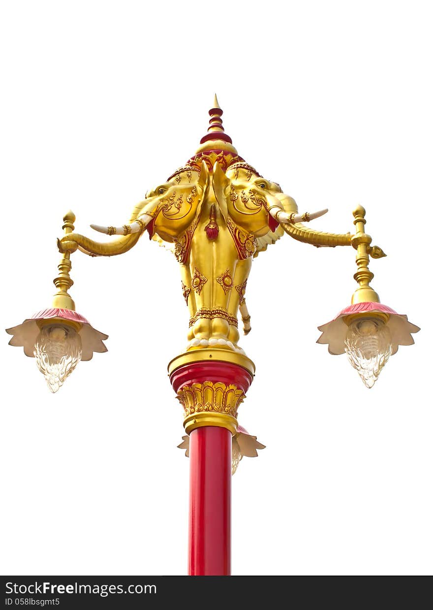 Golden elephant lamp post