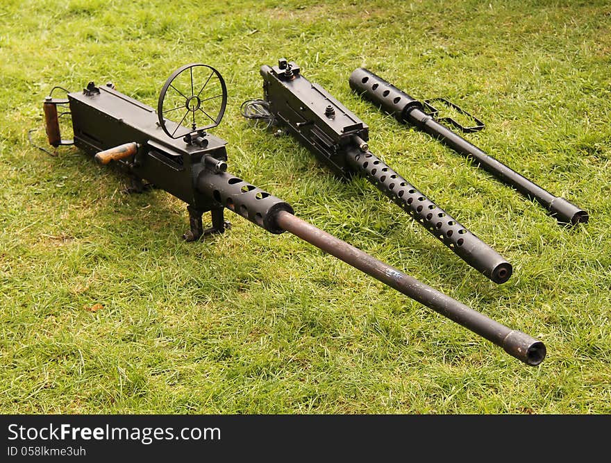 A Display of Vintage Military Heavy Guns.