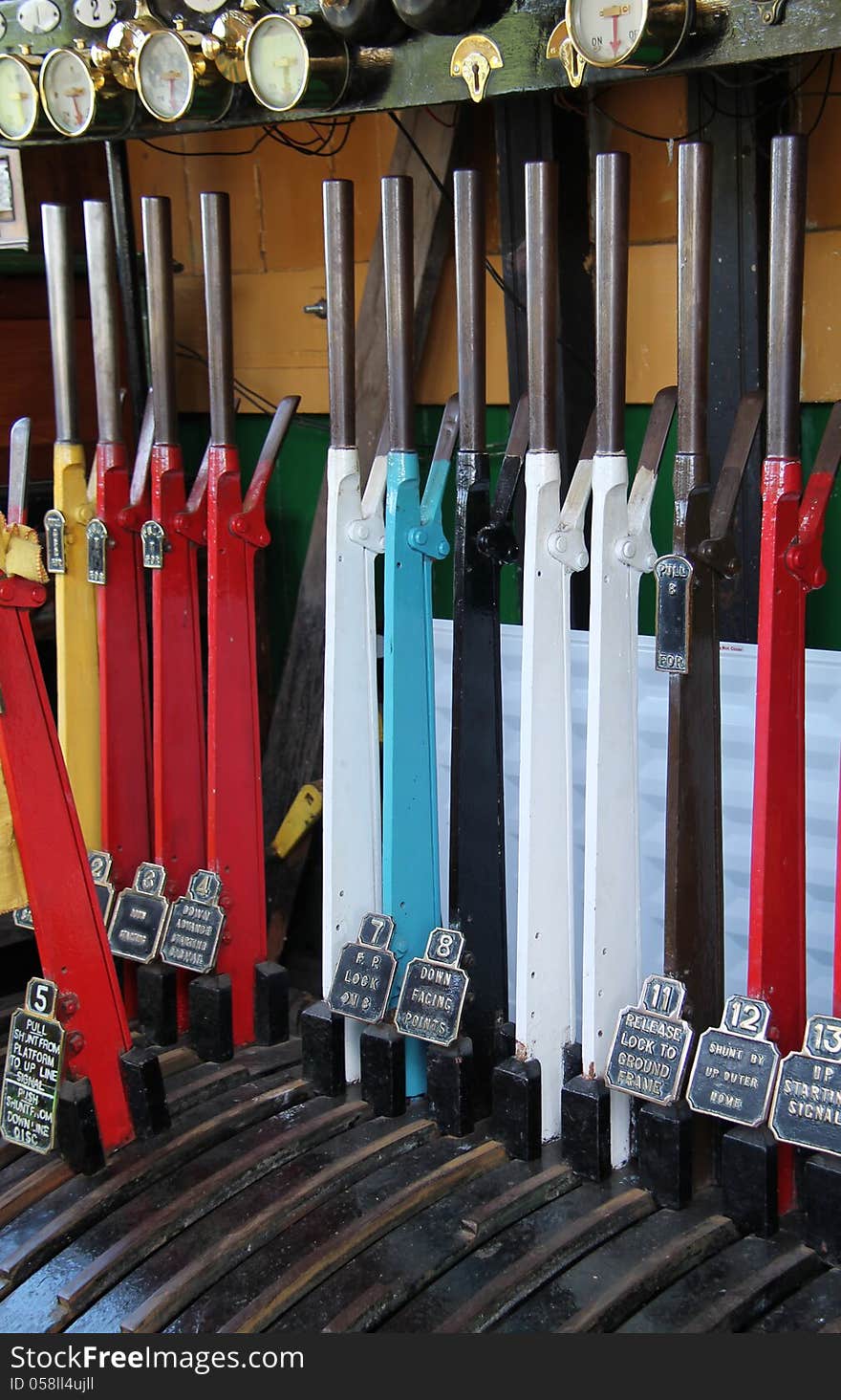 The Levers and Controls in a Train Signal Box.