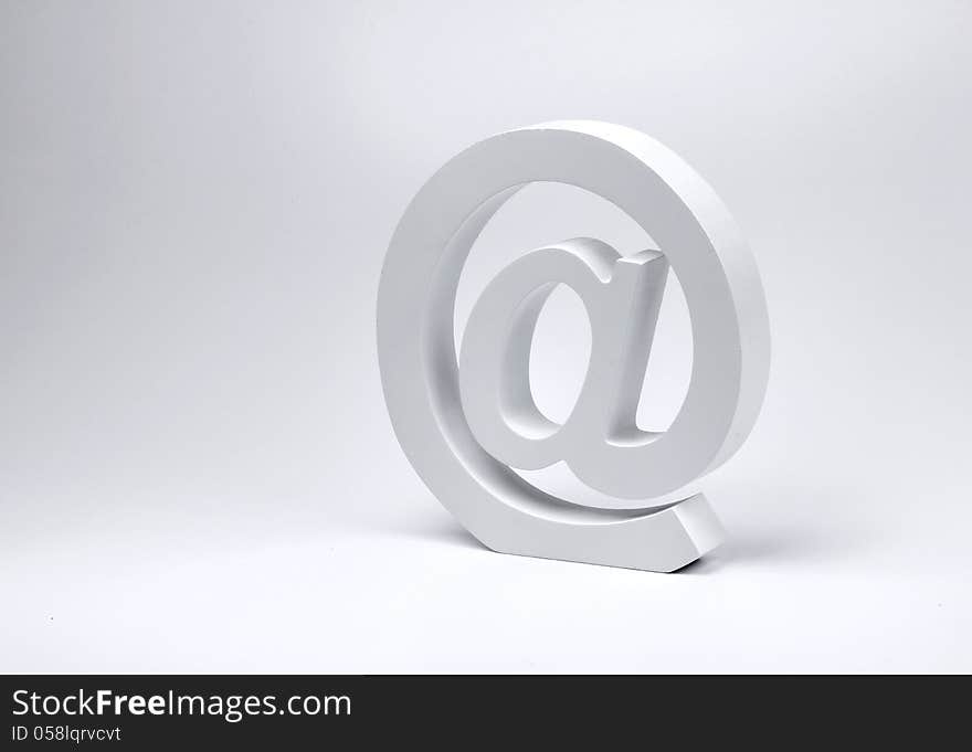 Realistic e-mail @ sign block letter email symbol. Realistic e-mail @ sign block letter email symbol