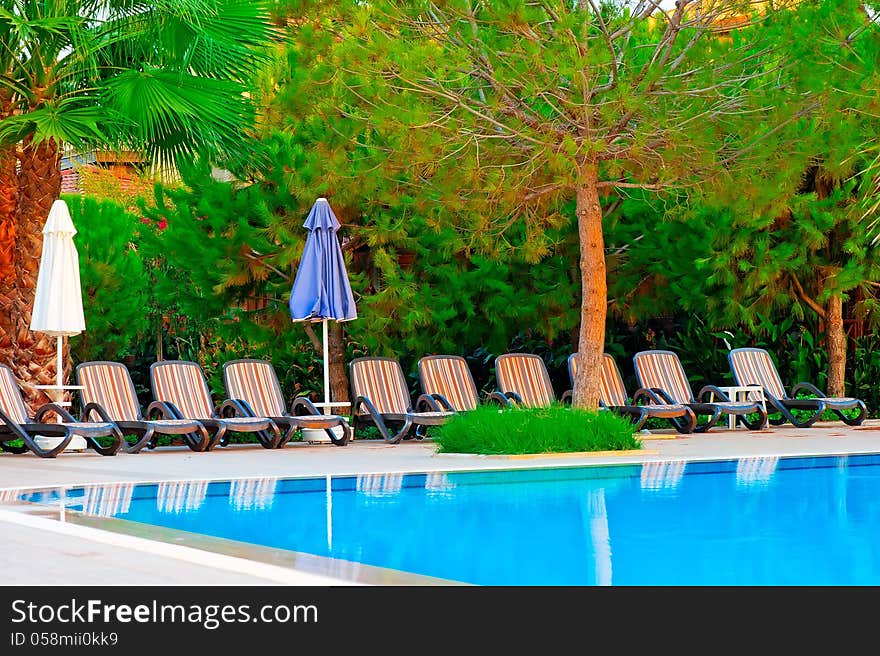 Swimming pool at hotel recreation area